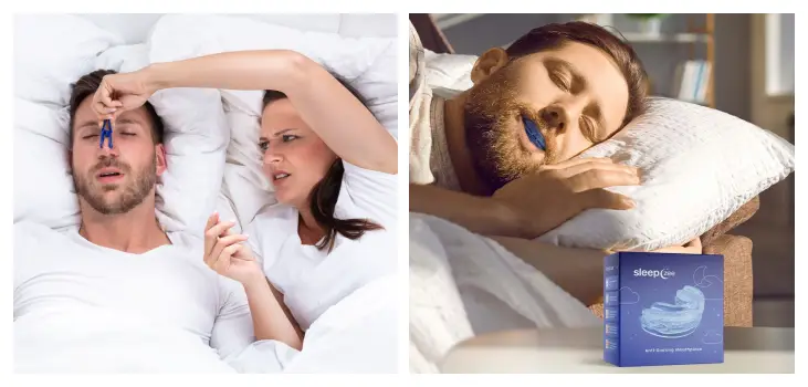 Collage Sleep Zee Mouthguard in use